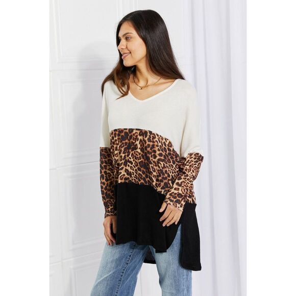 Culture Code Paws For Effect Leopard Color Block Top - Picture 3 of 5
